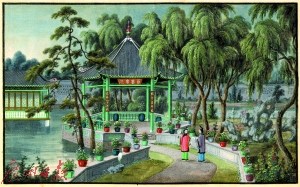 市民王恒向廣州大元帥府紀(jì)念館贈送的通草畫,描繪當(dāng)年十三行行商所建花園中的“百花亭”園景,。 市民王恒向廣州大元帥府紀(jì)念館贈送的通草畫,,描繪當(dāng)年十三行行商所建花園中的“百花亭”園景,。