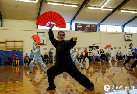 惠靈頓太極愛好者表演功夫扇