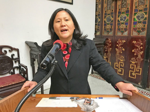 李愛晨重申她的反大麻立場,。(美國《世界日報》/黃少華 攝) 李愛晨重申她的反大麻立場。(美國《世界日報》/黃少華 攝)