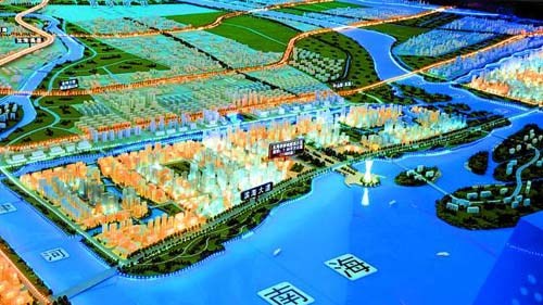 中國僑網(wǎng)海灣新區(qū)規(guī)劃模型(《汕頭日報》/李俊偉 攝)