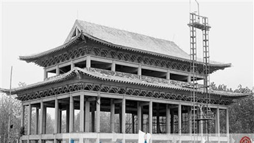 建設(shè)中的中原民俗文化館及微子故里仁德店。