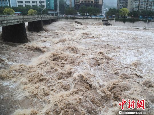 暴雨致浙江文成河水上漲,。 黃小青 攝