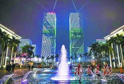 中國僑網(wǎng)夜晚的江門萬達廣場流光溢彩,。南方日報記者 楊興樂 攝