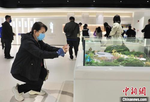 中國(guó)僑網(wǎng)一位海外華媒代表在2024年成都世界園藝博覽會(huì)主會(huì)場(chǎng)展示中心拍攝展出的沙盤,。 王磊 攝