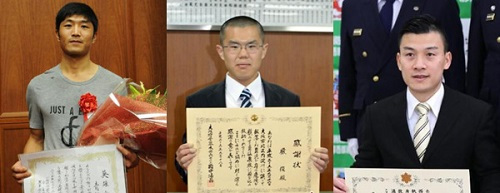 左起為青海、嚴(yán)俊、付鴻飛,。(日本《中文導(dǎo)報》)