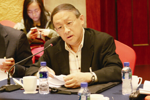 中國僑網(wǎng)全國政協(xié)委員,、上海市僑辦副主任蔡建國在政協(xié)小組討論會(huì)上發(fā)言。(法國《歐洲時(shí)報(bào)》/張新 攝)