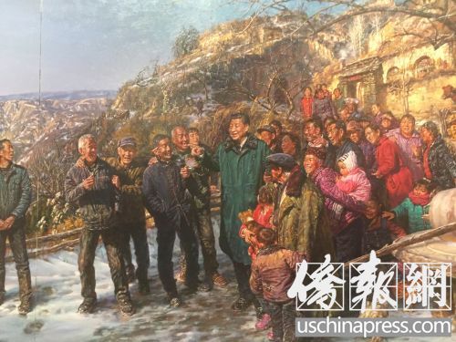 《重返梁家河》畫作,。(美國《僑報》/李幟一