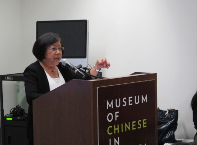 陳李慧珍分享“竹升”的身份掙扎與認同,。(美國《世界日報》/許雅鈞
