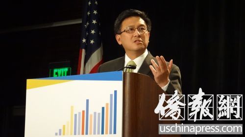 江俊輝表示,,如能成為加州州長,,那將是他此生的榮耀。(美國《僑報》/高睿