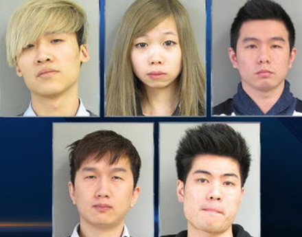 布魯克林五名華裔青年涉嫌到外州盜刷信用卡被捕。(圖片摘自美國《世界日報》/警方提供)