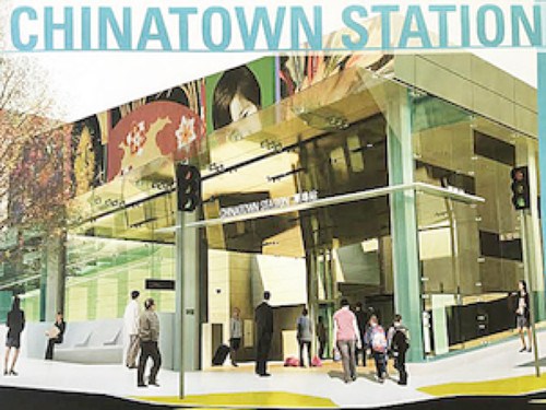 預(yù)定2019年啟用的中央地鐵華埠車站,。(美國《世界日報(bào)》/李秀蘭