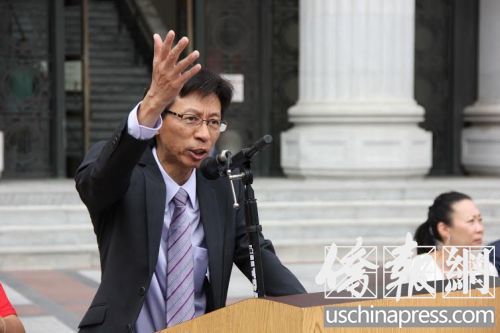 陳錫澎呼吁廣大華人群體能登記成為選民,,不僅是為自己,,也是為下一代投下自己的一票。(美國《僑報》/任子晟
