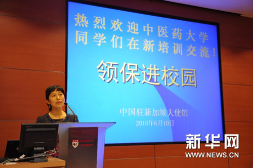 圖為朱紅梅領(lǐng)事為同學(xué)們講解領(lǐng)保知識,。新華網(wǎng)發(fā)(楊賽攝)