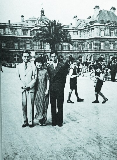 錢鍾書夫婦及盛澄華1938年在巴黎