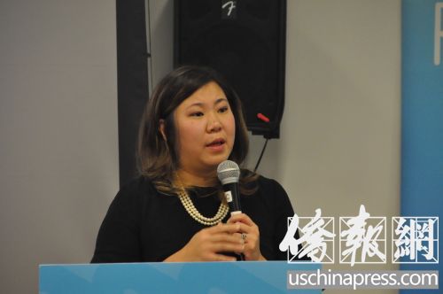 中國僑網(wǎng)華裔眾議員孟昭文在“沖向2060”大會上發(fā)表演講,,鼓勵亞太裔參政。(美國《僑報》/徐一凡 攝)