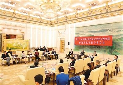 中國(guó)僑網(wǎng)三月十日,,十二屆全國(guó)人大五次會(huì)議臺(tái)灣代表團(tuán)全體會(huì)議向媒體開(kāi)放?!⌒氯A社記者 陳建力攝