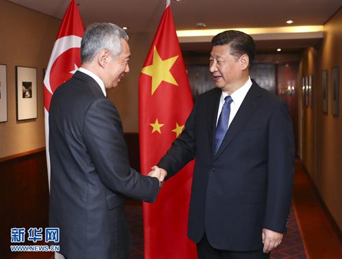 中國僑網(wǎng)7月6日,國家主席習近平在漢堡會見新加坡總理李顯龍。 新華社記者謝環(huán)馳 攝 圖片來源:新華網(wǎng)