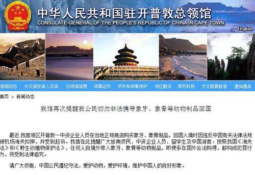 中國僑網(wǎng)中國駐開普敦總領(lǐng)館網(wǎng)站截屏