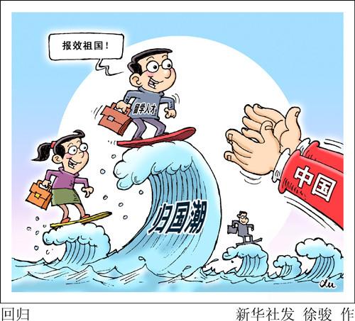 中國(guó)僑網(wǎng)漫畫:回歸 新華社發(fā) 徐駿 作