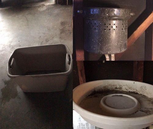 中國僑網(wǎng)靈女士把家中能用的容器都用來接雨,。(美國《僑報》資料圖)