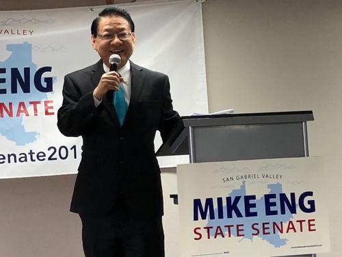 中國僑網(wǎng)伍國慶對競選信心滿滿,。(美國《世界日報》/張宏 攝)