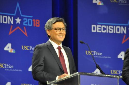 中國僑網(wǎng)美國加州州長候選人,、現(xiàn)任加州財務(wù)長江俊輝(John Chiang)競選辦公室,,近日抨擊另一名候選人,、加州副州長紐森的競選廣告所言不實。(美國《世界日報》資料圖)