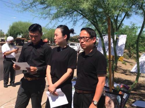 中國僑網(wǎng)亞州僑界代表及江玥家人準備召開記者會,,向媒體訴說不公。(美國《僑報》/江玥家人供圖)