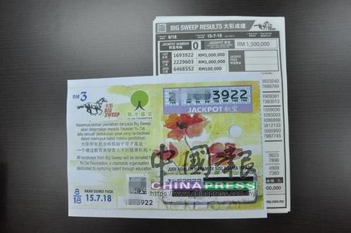 中國(guó)僑網(wǎng)檳城幸運(yùn)兒已經(jīng)拿著中獎(jiǎng)的彩票,,到大彩位于吉隆坡蕉賴的總行,,領(lǐng)取300萬(wàn)令吉獎(jiǎng)金,。(馬來(lái)西亞《中國(guó)報(bào)》)