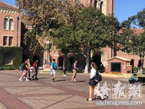 中國(guó)僑網(wǎng)圖為中國(guó)留學(xué)生最多的美國(guó)大學(xué)校園南加州大學(xué)校園,。(美國(guó)《僑報(bào)》/王珂瑩 攝)