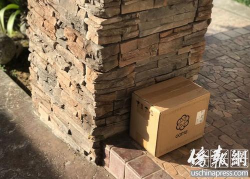 中國僑網(wǎng)林女士說近幾年,郵包丟失嚴重,。她拿出小箱子演示說,,好心的郵差會把包裹藏在柱子后面。(美國僑報網(wǎng)/章寧 攝)