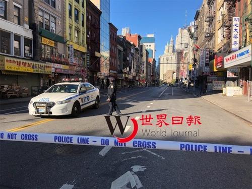 中國僑網(wǎng)警方到場封街調(diào)查,。(圖片來源:美國《世界日報》 張晨/攝)