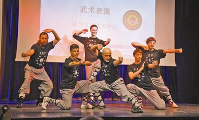 中國僑網(wǎng)法蘭克福武術中心帶來中華武術表演,。本報記者 馮雪珺攝