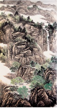 中國僑網(wǎng)林壑清霽(180cm*96cm 紙本設(shè)色)-陳巍(中國大陸)-2011