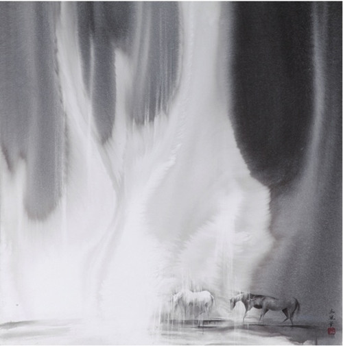 中國僑網笛聲(72cm*72cm 紙本水墨)-馬驍(日本)-2010