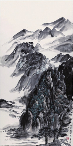 中國僑網(wǎng)山巒(138cm*68cm紙本水墨)-吳冰(中國大陸)-2013
