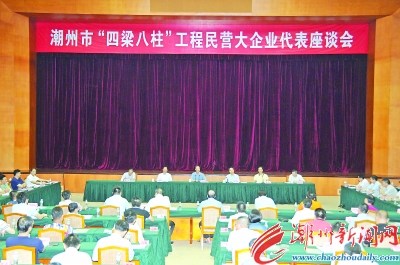 昨天下午,,潮州市“四梁八柱”工程民營(yíng)大企業(yè)代表座談會(huì)在市黨政機(jī)關(guān)會(huì)堂召開,。
