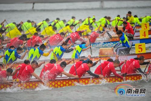 中國(guó)僑網(wǎng)中華龍舟大賽海南萬寧站現(xiàn)場(chǎng)。海報(bào)集團(tuán)全媒體中心記者 袁琛 攝