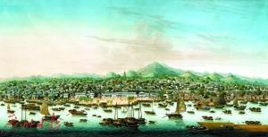 中國僑網(wǎng)1800年,珠江上的簇簇帆影,。(本版圖片由廣州市“海絲”申遺辦提供,。)