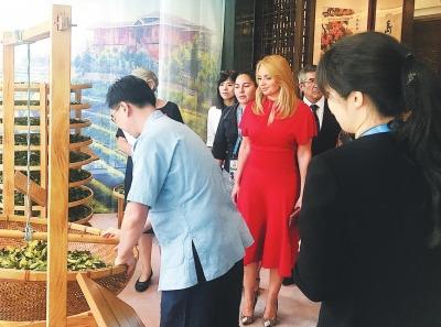 中國僑網(wǎng)廈門會晤期間,,肖文華向元首夫人們展示鐵觀音傳統(tǒng)制作技藝,。