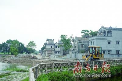 中國僑網(wǎng)水塘邊違建的雞舍、豬欄已經(jīng)被清拆干凈,,祖宅的美麗村貌,、古樸碉樓得以展現(xiàn)。鄭琦 攝