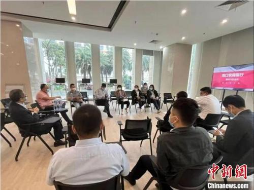 中國(guó)僑網(wǎng)海南省小微企業(yè)貸款服務(wù)中心為海南省投資協(xié)會(huì)企業(yè)提供貸款產(chǎn)品咨詢服務(wù),?!『D鲜⌒∥⑵髽I(yè)貸款服務(wù)中心供圖