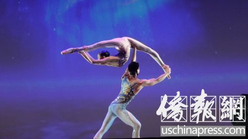 雜技舞蹈《肩上芭蕾》令全場觀眾嘆為觀止,。(美國《僑報》/高睿