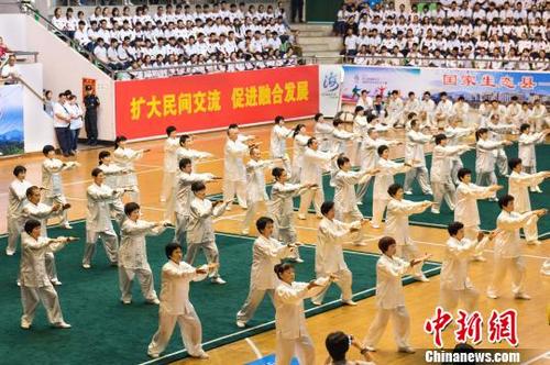 中國僑網(wǎng)6月19日,,第九屆海峽論壇·海峽兩岸傳統(tǒng)武術大賽在白鶴拳發(fā)源地福建永春開幕?!】祽c平 攝